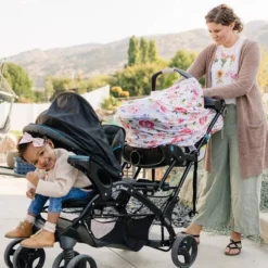 Bebe Au Lait Pure & Simple 5-in-1 Cover With 2 Nursing Pads - Floral Pop - 3ct