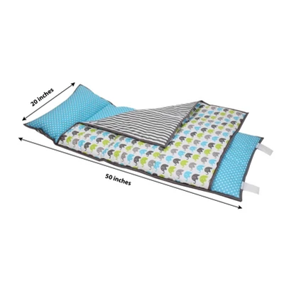 Bacati - Elephants Aqua Lime Gray Toddler Nap Mat 2 Bacati - Elephants Aqua Lime Gray Toddler Nap Mat - Image 2