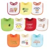 Hudson Baby Infant Cotton Terry Drooler Bibs With Fiber Filling 10pk, Neutral Pizza, One Size