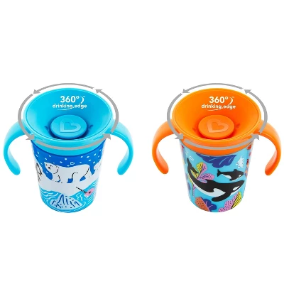Munchkin Miracle 360 Wildlove Sippy Cup 6oz - 2pk - Polar Bear/Orca 2 Munchkin Miracle 360 Wildlove Sippy Cup 6oz - 2pk - Polar Bear/Orca - Image 2