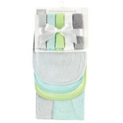 Hudson Baby Unisex Baby Rayon From Bamboo Bib, Burp Cloth And Washcloth 10Pk, Gray Mint Lime, One Size