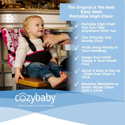 CozyBaby Portable Washable Cloth Travel Easy Seat High Chair W/ 1 Click Setup, Reinforced Harness, And Machine Washable Fabric, Charcoal Yellow 2 CozyBaby Portable Washable Cloth Travel Easy Seat High Chair W/ 1 Click Setup, Reinforced Harness, And Machine Washable Fabric, Charcoal Yellow - Image 2