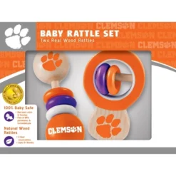 Baby Fanatic Wood Rattle 2 Pack - NCAA Clemson Tigers Baby Toy Set