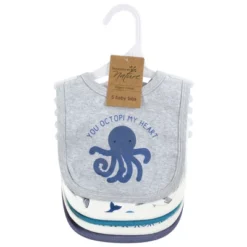 Touched By Nature Infant Boy Organic Cotton Bibs, Mystic Sea, One Size