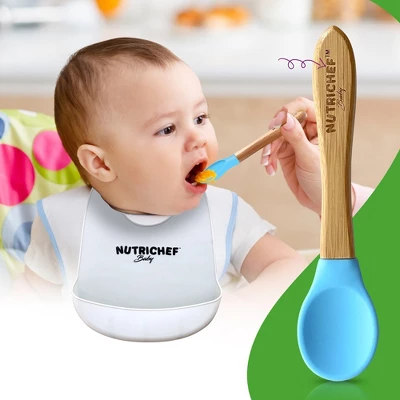 NutriChef 2 Pcs. Bamboo Spoons With Silicone Head For Kids 2 NutriChef 2 Pcs. Bamboo Spoons With Silicone Head For Kids - Image 2