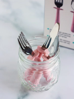 Grabease 3-Piece Stainless Steel Utensil Set For Independent Self-Feeding: Fork, Spoon & Curve-Tip Safety Knife For 18 Months & Up 4 Grabease 3-Piece Stainless Steel Utensil Set For Independent Self-Feeding: Fork, Spoon & Curve-Tip Safety Knife For 18 Months & Up - Image 4