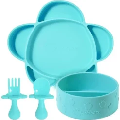 Grabease 4-Piece Stay-Put Table Set For Babies & Toddlers 6 Months & Up, Divided Bowl With Suction Bottoms Plus Self-Feeding Spoon & Fork -Chicco Kids Shop GUEST 2c2fbe88 cb1e 4218 b985 5b96913550ce