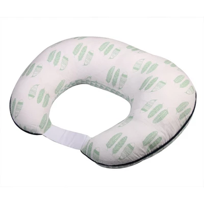 Bacati - 3 Pc Noah Tribal Mint/Navy Feathers/Triangles Muslin Hugster Feeding & Infant Support Nursing Pillow With 2 Removable Zippered Covers 7 Bacati - 3 Pc Noah Tribal Mint/Navy Feathers/Triangles Muslin Hugster Feeding & Infant Support Nursing Pillow With 2 Removable Zippered Covers - Image 7