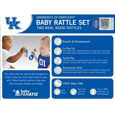 Baby Fanatic Wood Rattle 2 Pack - NCAA Kentucky Wildcats Baby Toy Set 2 Baby Fanatic Wood Rattle 2 Pack - NCAA Kentucky Wildcats Baby Toy Set - Image 2