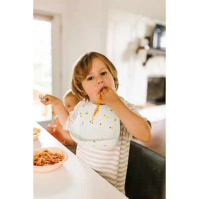 Loulou Lollipop Silicone Printed Bib - Lemon 2 Loulou Lollipop Silicone Printed Bib - Lemon - Image 2