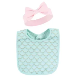 Hudson Baby Infant Girl Cotton Bib And Headband Or Caps Set, Coral Mint Mermaid, One Size -Chicco Kids Shop GUEST 31cd4ffc 37e9 4281 b6d7 536fa0c0b733