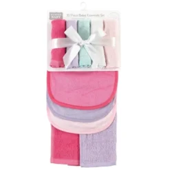 Hudson Baby Infant Girl Rayon From Bamboo Bib, Burp Cloth And Washcloth 10Pk, Pink Lilac, One Size