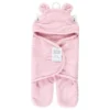 Hudson Baby Infant Girl Animal Faux Shearling Baby Outdoor Stroller Sack Wrap, Lt Pink, One Size
