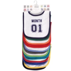 Hudson Baby Infant Boy Cotton Bibs 12pk, Milestone Sports Jersey, One Size