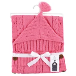 Hudson Baby Infant Girl Knitted Baby Lounge Stroller Wrap Sack, Azalea Pink, One Size