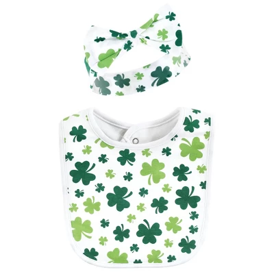 Hudson Baby Infant Girl Cotton Bib And Headband Or Caps Set, St Patricks Rainbow, 0-9 Months 3 Hudson Baby Infant Girl Cotton Bib And Headband Or Caps Set, St Patricks Rainbow, 0-9 Months - Image 3