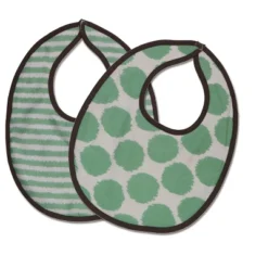 Bacati - Ikat Mint/Gray Dots/Stripes Muslin 4 Pc Set Of Bibs & Burp Cloths Set