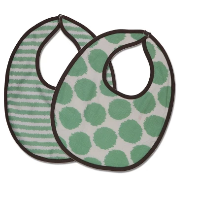 Bacati - Ikat Mint/Gray Dots/Stripes Muslin 4 Pc Set Of Bibs & Burp Cloths Set 1 Bacati - Ikat Mint/Gray Dots/Stripes Muslin 4 Pc Set Of Bibs & Burp Cloths Set