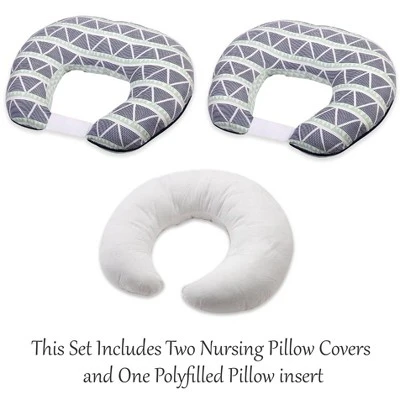 Bacati - 3 Pc Emma Aztec Mint/Navy Large Triangles Muslin Hugster Feeding & Infant Support Nursing Pillow With 2 Removable Zippered Covers 3 Bacati - 3 Pc Emma Aztec Mint/Navy Large Triangles Muslin Hugster Feeding & Infant Support Nursing Pillow With 2 Removable Zippered Covers - Image 3