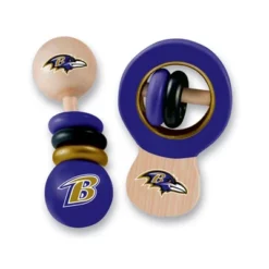 Baby Fanatic Wood Rattle 2 Pack - NFL Baltimore Ravens Baby Toy Set