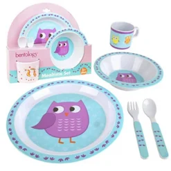 Laptop Lunches 5 Pc Mealtime Baby Feeding Set For Kids And Toddlers - Includes Plate, Bowl, Cup, Fork And Spoon Utensil Flatware - Durable