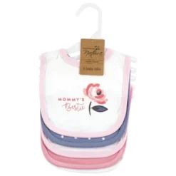 Touched By Nature Infant Girl Organic Cotton Bibs, Bubblegum Floral, One Size