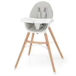 Babyjoy Baby High Chair Wooden Feeding Chair With 4-Gear Tray & Removable Cushion Beige/Grey -Chicco Kids Shop GUEST 5d5fa275 324b 4e5a b9fa 196b86744168