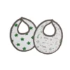 Bacati - Soccerball Green/Gray Muslin 4 Pc Set Of Bibs & Burp Cloths Set