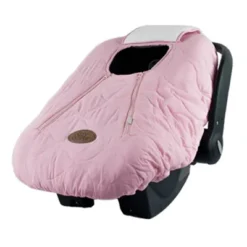 CozyBaby Cozy Cover Quilted Infant Car Seat Insulating Cover W/Dual Zippers, Face Shield, & Elastic Edge For Travel During Winter Months, Light Pink