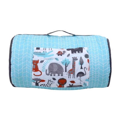 Bacati - Safari Jungle Animals Aqua Orange Gray Toddler Nap Mat 1 Bacati - Safari Jungle Animals Aqua Orange Gray Toddler Nap Mat