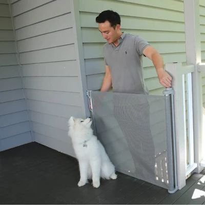 Perma Child Safety Outdoor Retractable Baby Gate 41" Extra Tall, Extends To 71" Wide, Gray 3 Perma Child Safety Outdoor Retractable Baby Gate 41" Extra Tall, Extends To 71" Wide, Gray - Image 3