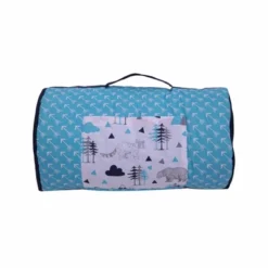 Bacati - Woodlands Aqua Navy Gray Boys Cotton Toddler Nap Mat