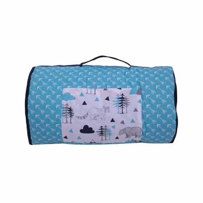 Bacati - Woodlands Aqua Navy Gray Boys Cotton Toddler Nap Mat 1 Bacati - Woodlands Aqua Navy Gray Boys Cotton Toddler Nap Mat