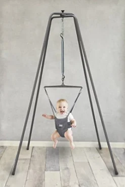 Jolly Jumper Baby Exerciser With Super Stand, More Durable Baby Bouncer For Active Babies, Safe Baby Jumper, For Indoor And Outdoor Use Gray