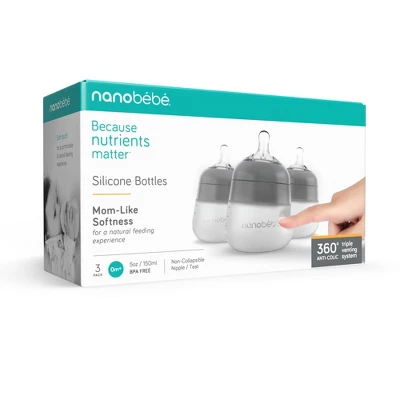 Nanobebe Silicone Baby Bottle Set - 5oz/3pk 6 Nanobebe Silicone Baby Bottle Set - 5oz/3pk - Image 6