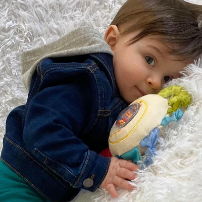 HABA Teether Cuddly Rainbow Round - Soft Activity Toy With Rattling & Teething Elements 5 HABA Teether Cuddly Rainbow Round - Soft Activity Toy With Rattling & Teething Elements - Image 5