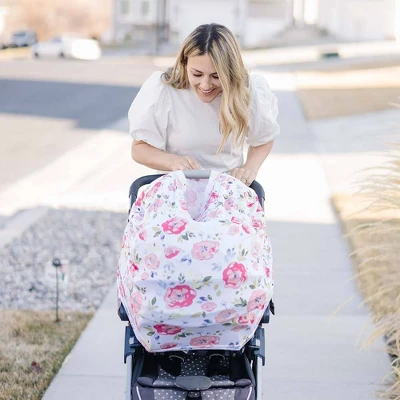 Bebe Au Lait Pure & Simple 5-in-1 Cover With 2 Nursing Pads - Floral Pop - 3ct 2 Bebe Au Lait Pure & Simple 5-in-1 Cover With 2 Nursing Pads - Floral Pop - 3ct - Image 2