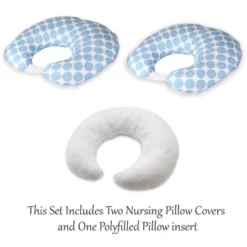 Bacati - 3 Pc Ikat Zigzag Blue Dots Muslin Hugster Feeding & Infant Support Nursing Pillow Nursing Pillow With Insert