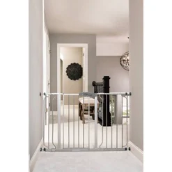Regalo Extra Wide Easy Step Metal Walk Through Baby Gate - Platinum