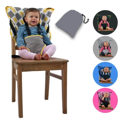 CozyBaby Portable Washable Cloth Travel Easy Seat High Chair W/ 1 Click Setup, Reinforced Harness, And Machine Washable Fabric, Charcoal Yellow 1 CozyBaby Portable Washable Cloth Travel Easy Seat High Chair W/ 1 Click Setup, Reinforced Harness, And Machine Washable Fabric, Charcoal Yellow