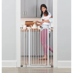 Regalo Extra Tall Easy Step Metal Walk Through Baby Gate - White