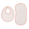 Bacati - Petals/Floral Muslin 4 Pc Set Of Bibs & Burp Cloths Set Coral