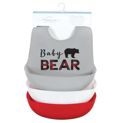 Little Treasure Infant Boys Silicone Bibs, Red Baby Bear, One Size 1 Little Treasure Infant Boys Silicone Bibs, Red Baby Bear, One Size
