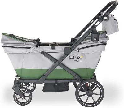 Larktale Caravan Coupe - Compact 2-Seater Stroller Wagon With Small Fold - Adjustable Canopies Included - Gray/Green 2 Larktale Caravan Coupe - Compact 2-Seater Stroller Wagon With Small Fold - Adjustable Canopies Included - Gray/Green - Image 2