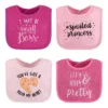 The Peanutshell Terry Cotton Baby Bibs For Girls, 8-Pack, Pink/White