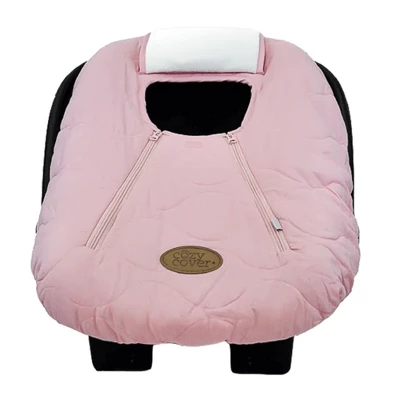 CozyBaby Cozy Cover Quilted Infant Car Seat Insulating Cover W/Dual Zippers, Face Shield, & Elastic Edge For Travel During Winter Months, Light Pink 2 CozyBaby Cozy Cover Quilted Infant Car Seat Insulating Cover W/Dual Zippers, Face Shield, & Elastic Edge For Travel During Winter Months, Light Pink - Image 2