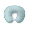 Bacati - 3 Pc Houndstooth/Herringbone Aqua Muslin Hugster Feeding & Infant Support Nursing Pillow With 2 Removable Zippered Covers