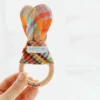Kanga Care Baby Muslin Crinkle Bunny Ear Wood Teething Ring