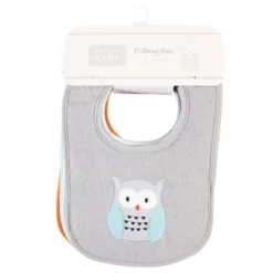 Hudson Baby Unisex Baby Cotton Terry Drooler Bibs With Fiber Filling, Neutral Woodland, One Size