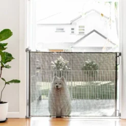 Perma Child Safety Outdoor Retractable Baby Gate 41" Extra Tall, Extends To 71" Wide, Gray